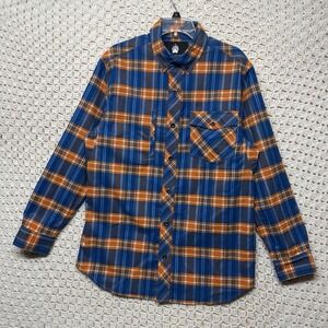 Alaskan Hardgear Duluth Plaid Flannel Shirt Men's Sz M Blue Orange Standard Fit